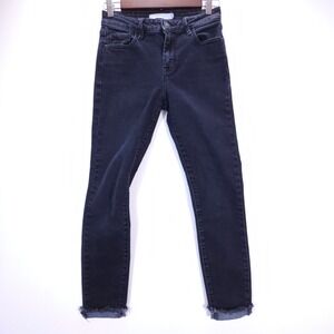 Hidden Jeans Skinny Denim Women 25 Black Raw Fringe Hem Streetwear Preppy EUC